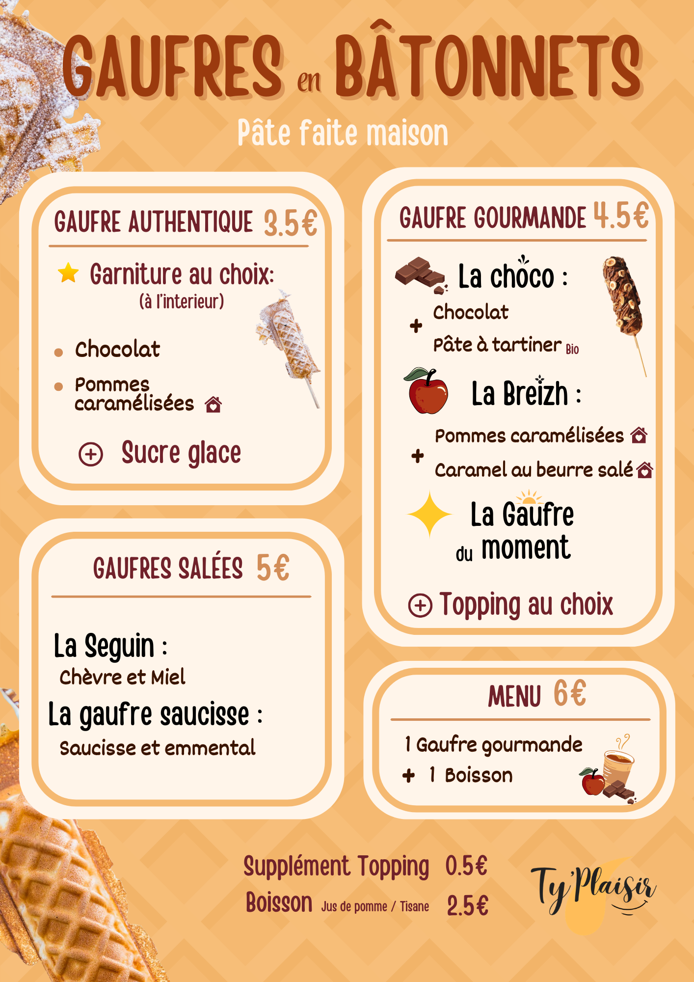 Menu des gaufres Ty Plaisir